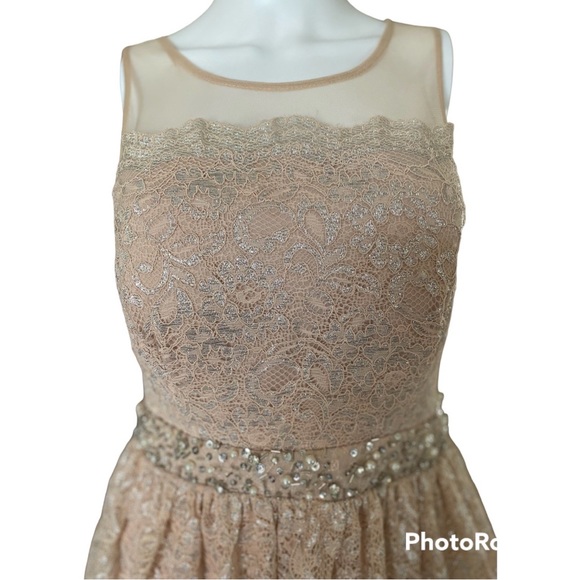 City Studio Champagne and Silver Homecoming Dress Sz. 11 - Picture 2 of 6